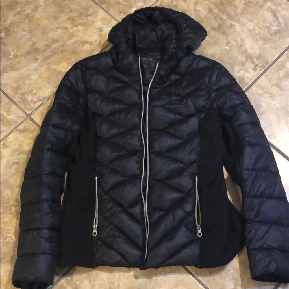 Black Nautical Puffer Coat